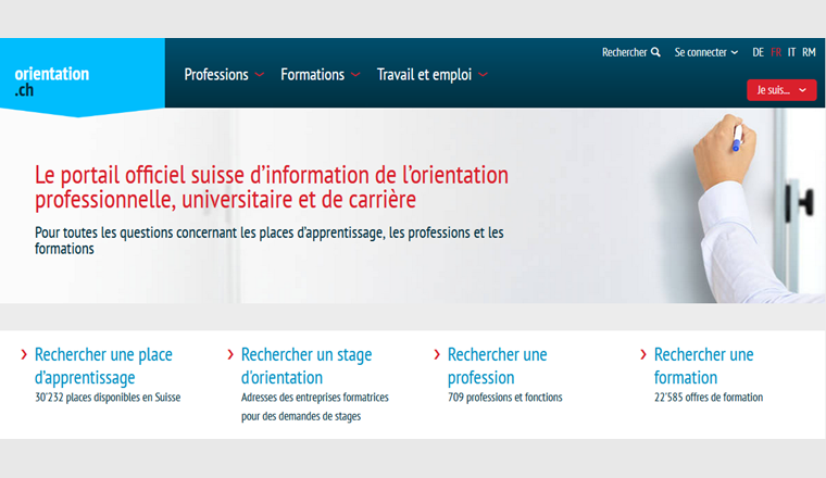 Screenshot : orientation.ch