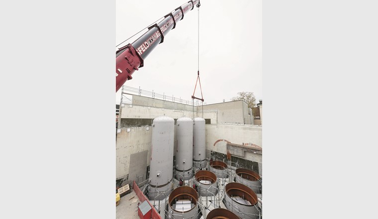 Der Fernwärmespeicher Dolder besteht aus neuen Stahlbehälter mit je einem Volumen von 148 m3.