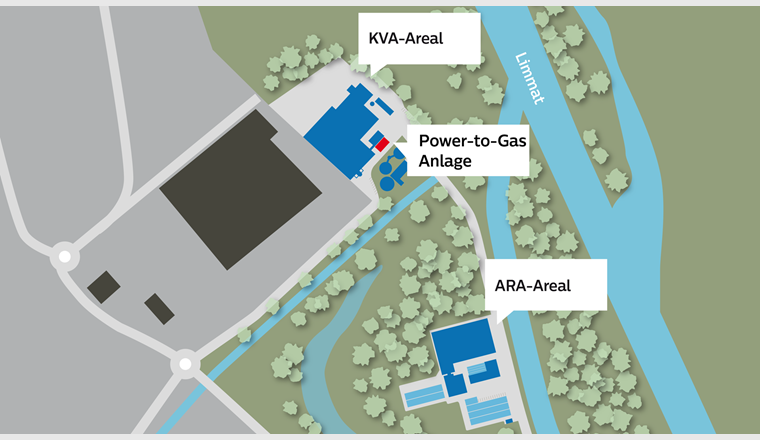 Standort der Power-to-Gas-Anlage von Limeco in Dietikon. (Bild: Limeco)