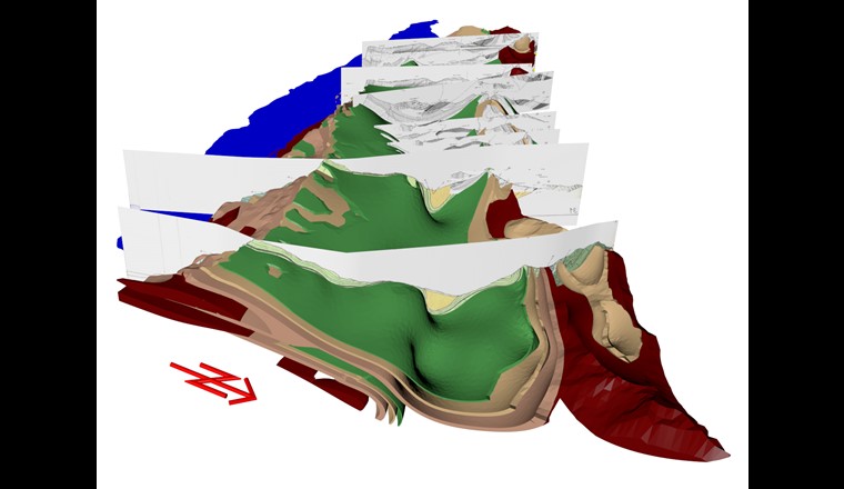 Exemple d'une représentation 3D du sous-sol
