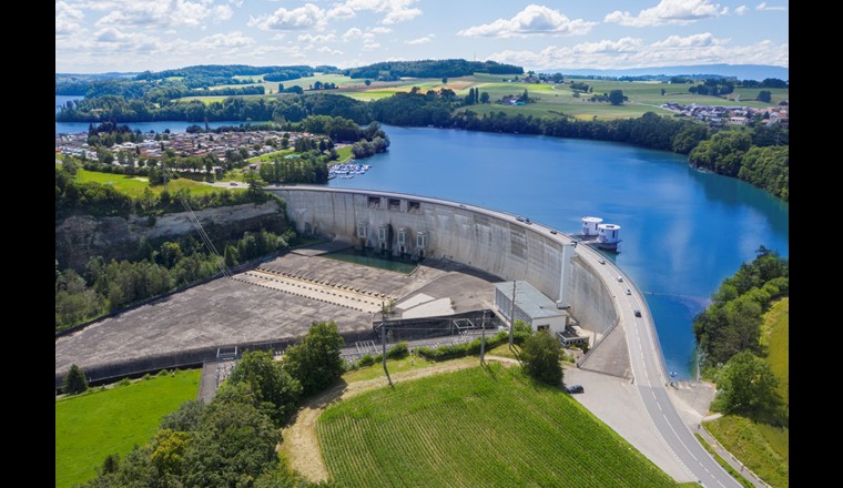 Groupe E und die ENGIE Services AG planen am Staudamm Schiffenen den Bau einer Wasserstoff-Produktionsanlage (© Groupe E)