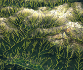 Anders als bisherige Datensätze bildet Hydrography90m auch kleinere und kleinste Arme von Fliessgewässern ab. Das Bild zeigt eine 3D-Visualisierung des Flussnetzes in einem Tal am Comer See (Italien). (Bild: ©Sami Domisch/IGB)