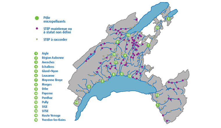 Etat 2016 de la planification de l’épuration des eaux usées du canton de Vaud.