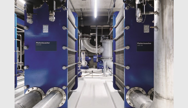 Plattentauscher, 3 × 2400 kW (Seewasserzentrale Energieverbund Escherwiese). (© ewz)