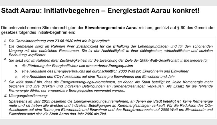 ESAK-Initiative als Auslöser des Fernwärmeaufbaus in Aarau.
