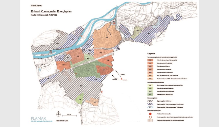 Karte der Versorgungs- und Eignungsgebiete Fernwärme Stadt Aarau 2013 [7].