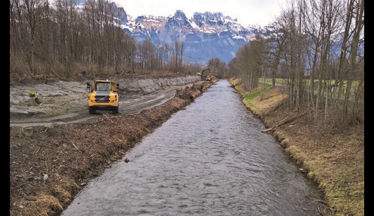 Aufweitungsstrecke während des Baus im Januar 2017 ... (© Amt für Wasser und Energie Kt. St. Gallen)