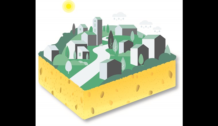 Schwammstadt ist ein Konzept, um möglichst viel anfallendes Regen- bzw. Oberflächenwasser vor Ort aufzunehmen und zu speichern, anstatt es nur zu kanalisieren und abzuleiten.