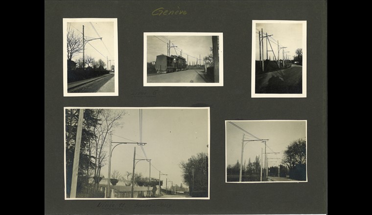 Fig. 2 Tramlinie 6 um 1930 in Genf mit einer Fahrleitung.(© furrerfrey.ch/Willy Riesterer)