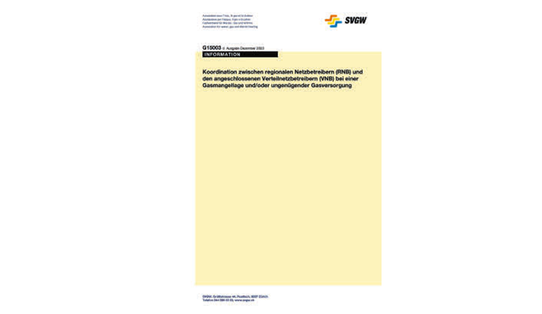 G15003 «Coordinamento tra gestori di rete regionali (RNB) e gestori di reti di distribuzione (VNB) allacciati in caso di situazione di penuria di gas e/o approvvigionamento insufficiente di gas».