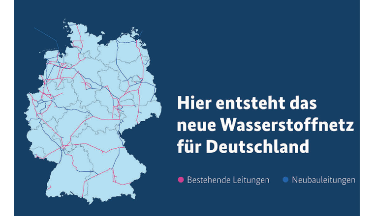 Das Wasserstoff-Kernnetz soll 9700 km umfassen, in alle Bundesländer reichen und zentraler Teil eines europäischen Netzes werden. Der Verlauf berücksichtigt grosse Industrieansiedlungen, die Vernetzung mit den Nachbarländern sowie grosse Produktionsstätten von Wasserstoff. (Bild: ©Bundesregierung)