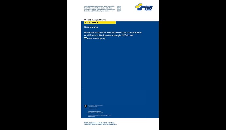Datenschutz erfordert Datensicherheit. Diese kann durch den «Minimalstandard für die Sicherheit der Informations- und Kommunikationstechnologie (IKT) in der Wasserversorgung» gewährleistet werden. Die Empfehlung W1018 ist kostenlos im SVGW-Shop erhältlich.