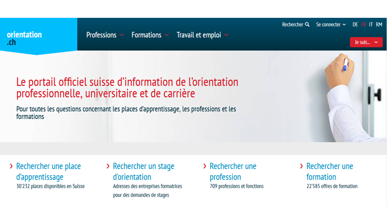 Screenshot : orientation.ch