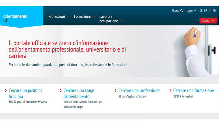 Screenshot: orientamento.ch