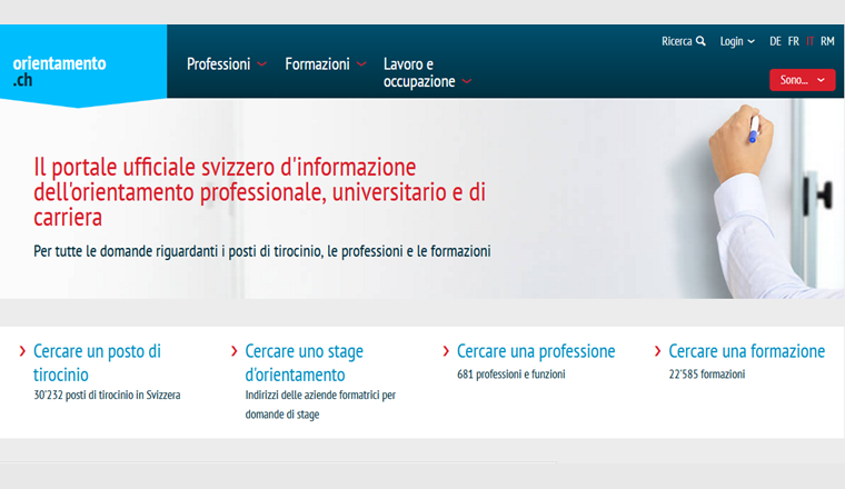 Screenshot: orientamento.ch