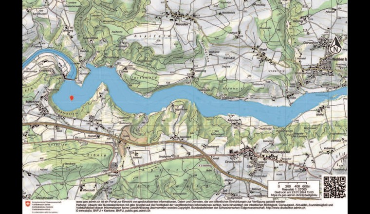 Fig. 2 Ort der Entnahme des Sedimentkerns im Wohlensee.
