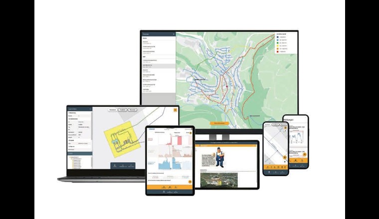 Fig. 2 Die anwenderfreundliche Benutzeroberfläche der W-Net-4.0-Plattform ermöglicht den Zugriff auf GIS, Simulations- und Datenanalyse-Tools auf unterschiedlichen Endgeräten.