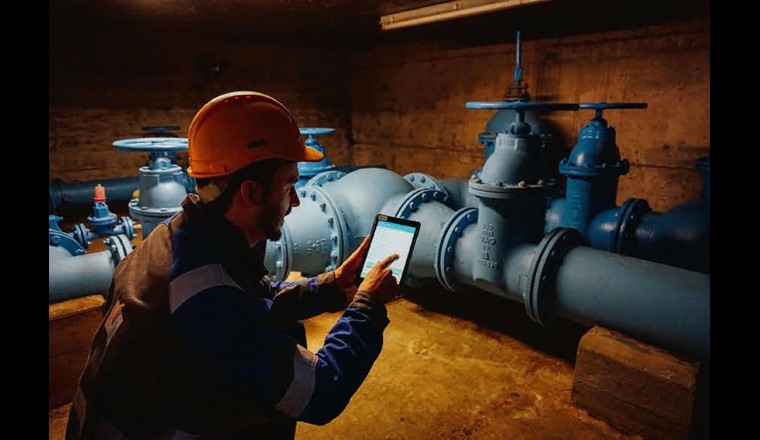 Fig. 3  Dank des web-basierten Zugriffs kann der Wassermeister vor Ort auf die W-Net-4.0-Plattform
zugreifen und z. B. Anlagendetails und aktuelle Messdaten einsehen sowie Wartungsarbeiten
dokumentieren.