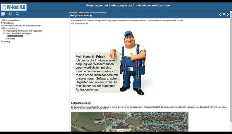 Fig. 5 Wassermeister Frisch führt die Trainees durch die E-Learning-Plattform.