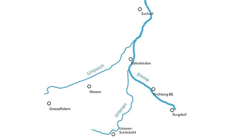 Fig. 1 Überblick über die Testregion «Untere Emme». (Bild: M. Neuhaus)