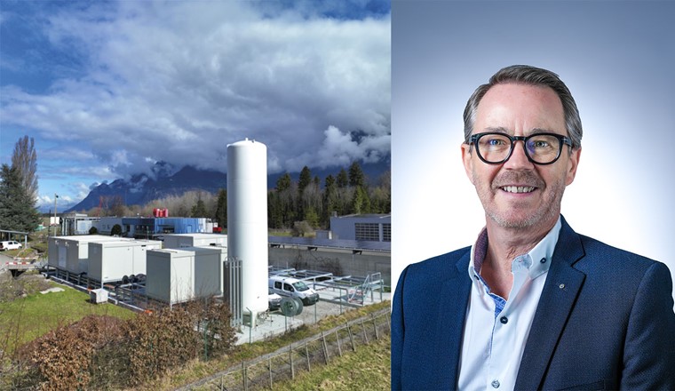 Das Innovation Lab von Gaznat in Aigle und der zukünftige Generaldirektor Gilles Verdan. (Bild: Gaznat SA)