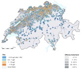 TFA im Grundwasser. Daten: NAQUA 2022/ 2023 (Bild: BAFU) TFA im Grundwasser. Daten: NAQUA 2022/ 2023 (Bild: BAFU)