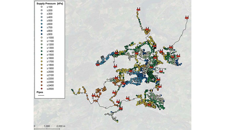Fig. 5 Pression maximale sur le réseau (Horizon 2050).