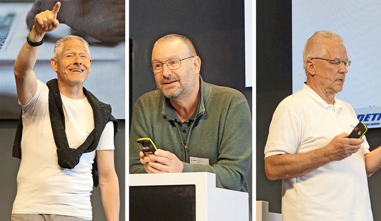 (de g. à d.) Coach Martin «Tinu» Studer, Thomas Ratzer ( Suva), Walter Fischer (Technetics GmbH)