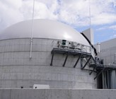 Einer der beiden je 4500 Kubikmeter an Gärgülle fassenden Tüme. (Bild: CNG-Mobility.ch) Einer der beiden je 4500 Kubikmeter an Gärgülle fassenden Tüme. (Bild: CNG-Mobility.ch)