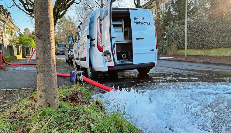 Netzmessung in der Hochzone Zelgli in Aarau.  (Bild: T. Noseda)