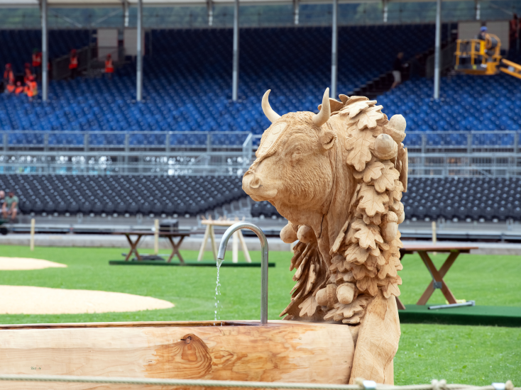 Brunnen in der Glarnerland-Arena. (© ESAF 2025 Glarnerland+ / Maya Rhyner)