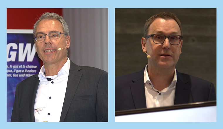 Michael Meier (r.) hielt das Einleitungsreferat, Diego Modolell moderierte die Tagung. Beide warben für Mitarbeit im Milizsystem: «Von der Branche für die Branche!»