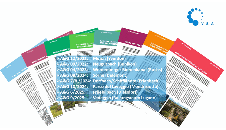 Fig. 6: Nell’ambito delle edizioni Aqua&Gas su progetti di rivitalizzazione di successo è finora stata pubblicata anche la descrizione di otto esempi di interventi riusciti in insediamenti urbani nei quali, tra le altre cose, viene mostrata anche la multifunzionalità delle acque urbane. Sono molto gradite idee per ulteriori progetti!
(c) VSA