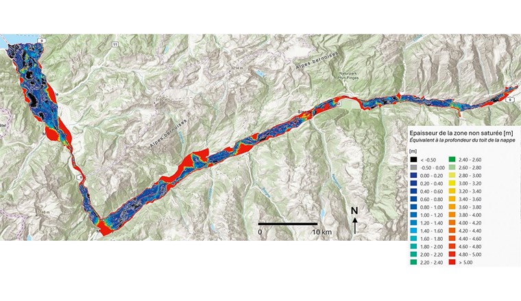 Fig. 5 Carte d’aléa des remontées de nappe pour une période de retour de 30 ans.