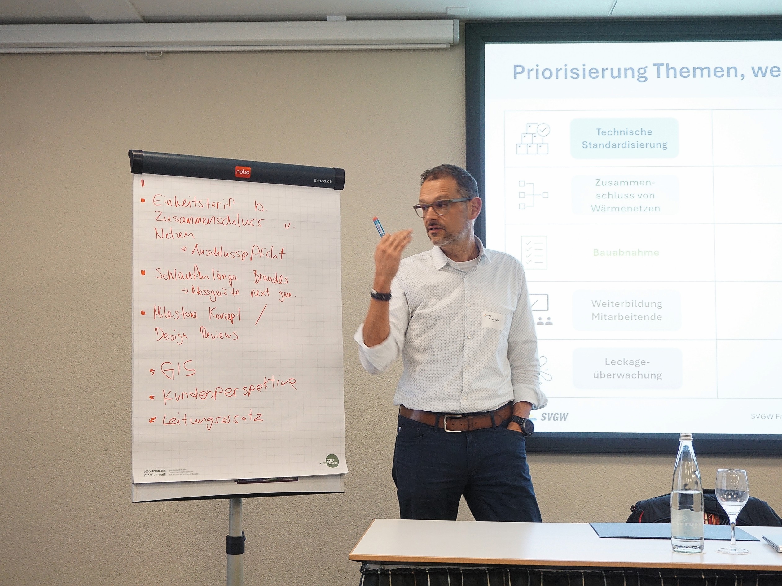 Stefan Güpfert, Bereichsleiter Gas/Wärme, eruierte in einem Workshop im Rahmen des Jubiläumanlasses, auf welche Wärmethemen 2026 der Fokus gelegt werden soll.