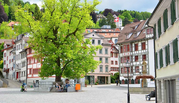 Gallusplatz: Hier befand sich die erste Brunnenstube in der Stadt St.Gallen. (© Adobe Stock)