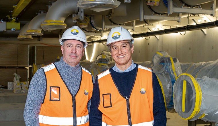 Vincent Francheteau (Responsable programme de projets STEP) et Frédéric Giraud (Directeur activité eaux usées) de SIG (© SIG)