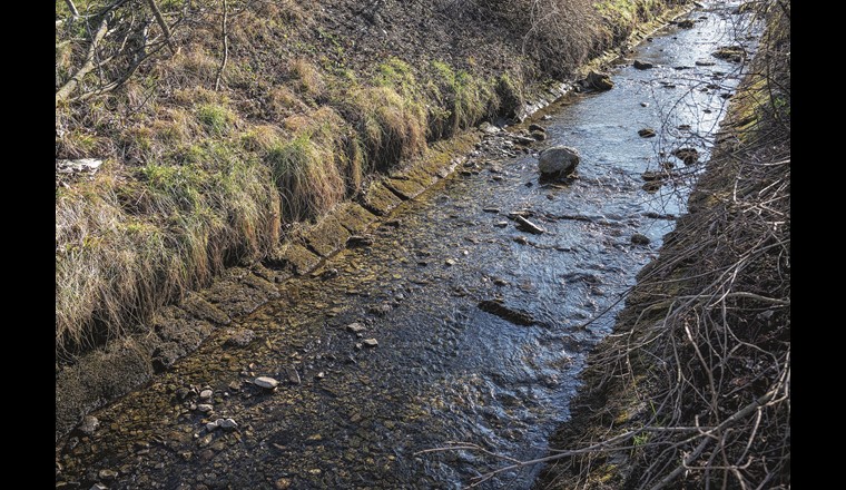Verbautes Gerinne im Grundzustand, fotografiert im «Sunk-Zustand». (© D. Tinner/Aqua Viva)