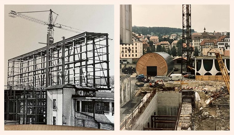 Fig. 3 Construction de de l’usine d’incinération Cridor à La Chaux-de-Fonds (1972; à gauche) et l’agrandissement de l’usine (1993; à droite).