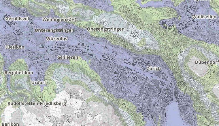 Fig. 12 Region Zürich (Hintergrund Fig. 8–12: swisstopo, [12])