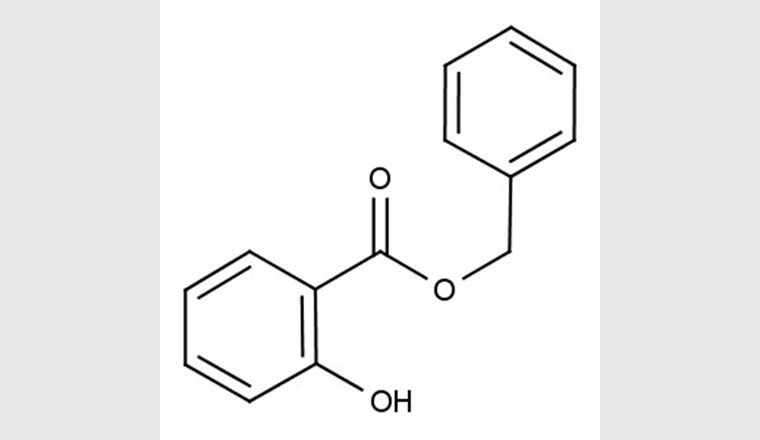 Fig. 2 Structure moléculaire du benzyl salicylate (C14H12O31) [18]. Numéro CAS: 118-58-1; masse moléculaire: 228,24 g/mol.