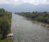 Auch die Maggia im Tessin zwischen Ascona und Locarno führt derzeit nur Niedrigwasser.