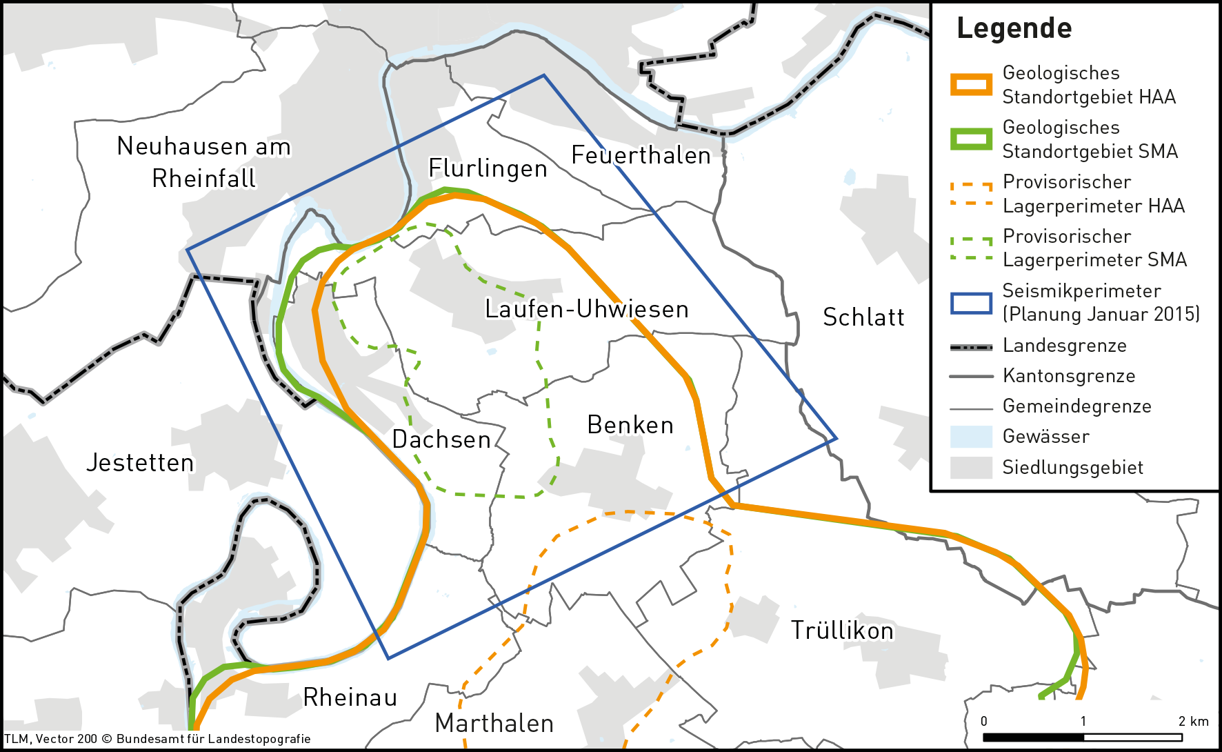 Betroffene Gemeinden im Gebiet Zürich Nordost. Quelle: Nagra