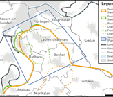 Betroffene Gemeinden im Gebiet Zürich Nordost. Quelle: Nagra Betroffene Gemeinden im Gebiet Zürich Nordost. Quelle: Nagra