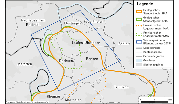Betroffene Gemeinden im Gebiet Zürich Nordost. Quelle: Nagra