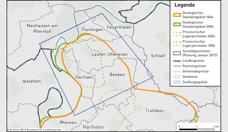 Betroffene Gemeinden im Gebiet Zürich Nordost. Quelle: Nagra
