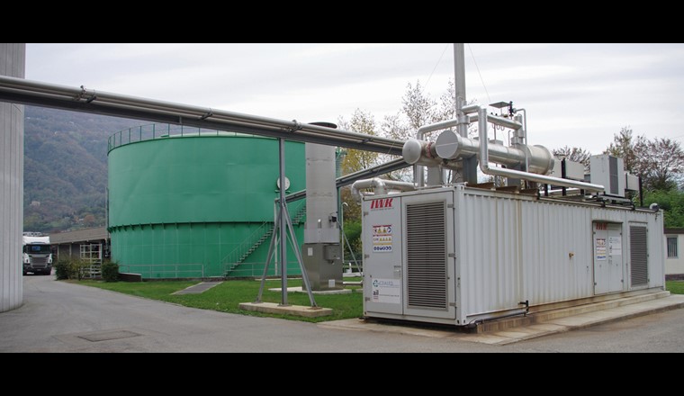 Exemple 2: Le gaz d'épuration de la STEP de Lugano est utilisé par une centrale à énergie totale pour produire de la chaleur et de l'électricité. (Source : AIL)