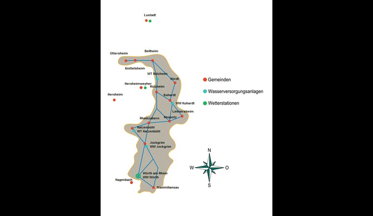 Versorgungsgebiet des ZV für Wasserversorgung Germersheimer Südgruppe (Quelle: [8])