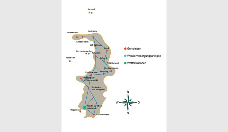 Versorgungsgebiet des ZV für Wasserversorgung Germersheimer Südgruppe (Quelle: [8])