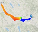 www.meteolakes.ch zeigt die aktuellen und auch die prognostizierten Temperaturen vom Zürichsee.